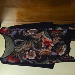 Floral Black Tunic Top